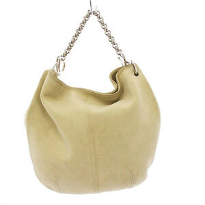Loewe Chain Handbag One Handle Suede Beige